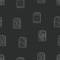 Seamless pattern of sandwiches with different fillings. Toasted bread with breakfast filling. illustration of snack sketch doodle. vector