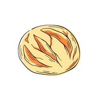 Round Bread logo in line art style. Flat Design for bakery menu. illustration isolated on a white background. vector
