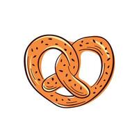 Pretzel icon in flat style. A bakery design product for Oktoberfest. illustration isolated on a white background. vector