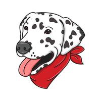 cute dalmatian dog wearing red bandana vector