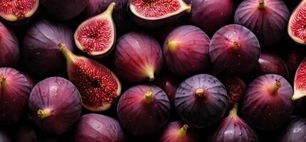 A pile of fresh Fig form the background, shown from above photo