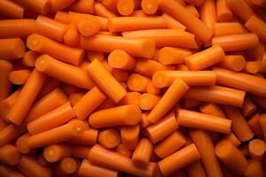 A pile of fresh carrot form the background, shown from above photo