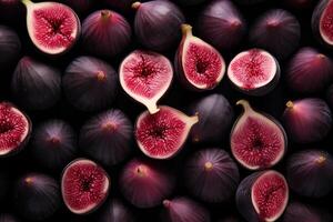 A pile of fresh Fig form the background, shown from above photo