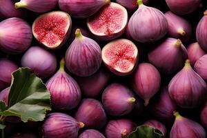 A pile of fresh Fig form the background, shown from above photo