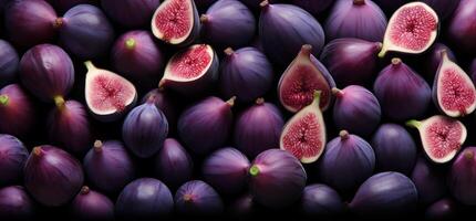 A pile of fresh Fig form the background, shown from above photo