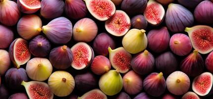 A pile of fresh Fig form the background, shown from above photo