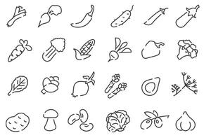 Vegetable set illustration. Vegetables for different tastes. Thin line icons with space. vector