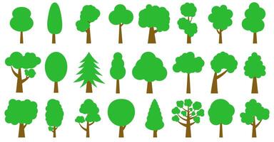 The trees are bright green. Collection of illustrations of trees. Wood for every taste. Abstraction of trees. vector
