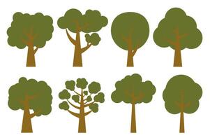 Green trees. Collection of illustrations of trees. Wood for every taste. Abstraction of trees. vector