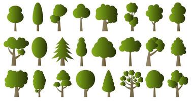 The trees are colored with a gradient. Collection of illustrations of trees. Wood for every taste. Abstraction of trees. vector