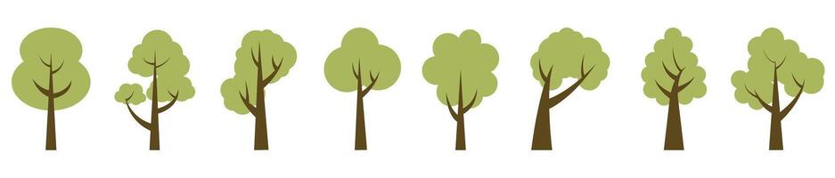 Green light trees. Collection of illustrations of trees. Wood for every taste. Abstraction of trees. vector