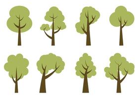 Green light trees. Collection of illustrations of trees. Wood for every taste. Abstraction of trees. vector