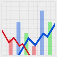 Chart of financial ups and downs. Diagrams. Icons for business. vector