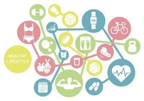 Natural strengthening of the immune system exposure to sunlight, exercise, proper nutrition, rest and sleep. Icon set. vector