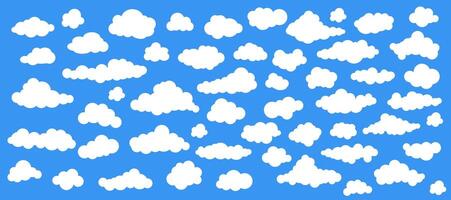 Clouds in the sky. Abstract white cloud set isolated on blue background. vector