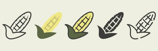 Corn in different styles. Corn icons. Set of corn. vector