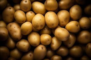 A pile of fresh potato form the background, shown from above photo