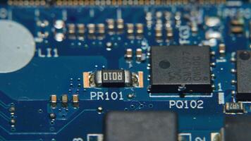 a close up of a circuit board with some electronic components photo
