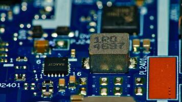 a close up of a circuit board with electronic components photo
