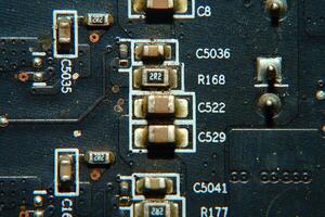 a close up of a circuit board with a lot of different components photo