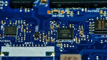 a close up of a computer motherboard with electronic components photo
