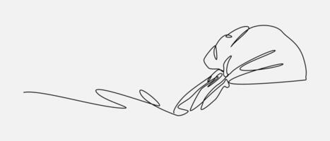 Continuous one line drawing of bandana. Clothing, accesory, summer concept. Editable stroke . vector