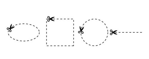 Scissors icons with dotted lines set. vector
