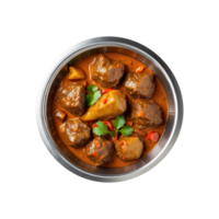 Deliciously Spiced Mutton Curry in an Iron Pan Isolated on a Transparent Background. Mutton Curry Isolated on a Transparent Background png