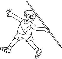 Track and Field Athlete and Javelin Isolated vector