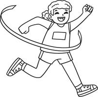 Track and Field Female with Finish Line Isolated vector