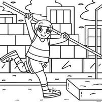 Track and Field Athlete with Pole Coloring Page vector