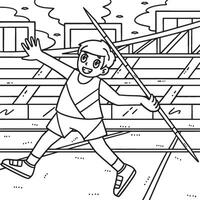 Track and Field Athlete and Javelin Coloring Page vector