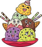 Ice Cream Tower Cartoon Colored Clipart vector