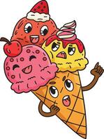Triple Scoop Ice Cream Cartoon Colored Clipart vector