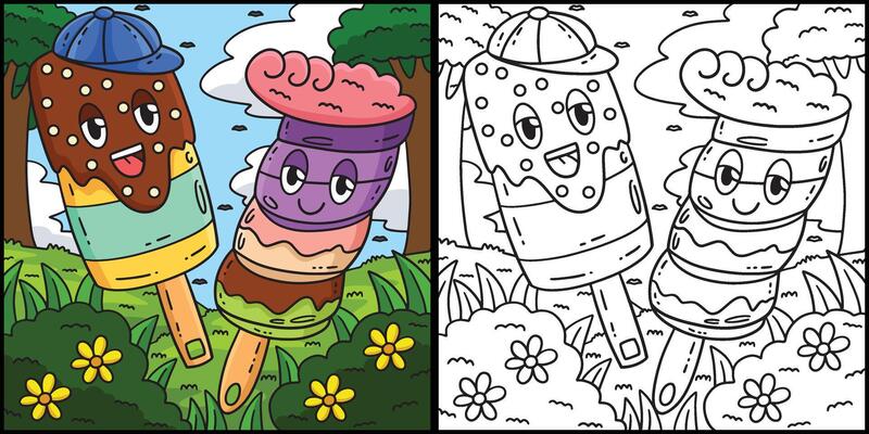 Popsicle Twisted Ice Cream Coloring Illustration