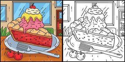 Ice Cream On Pie with Pork Coloring Illustration vector