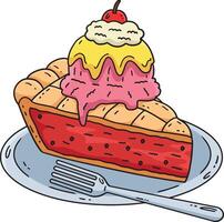 Ice Cream On Pie with Pork Cartoon Colored Clipart vector