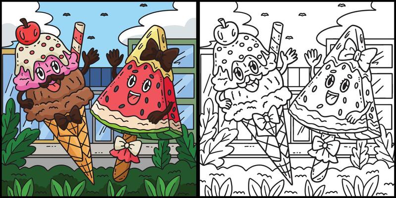 Ice Cream Watermelon Popsicles Illustration