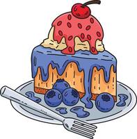 Ice Cream Cake Cartoon Colored Clipart vector