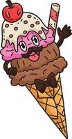 Double Scoop Ice Cream Cartoon Colored Clipart vector