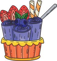 Ice Cream Rolled Cartoon Colored Clipart vector