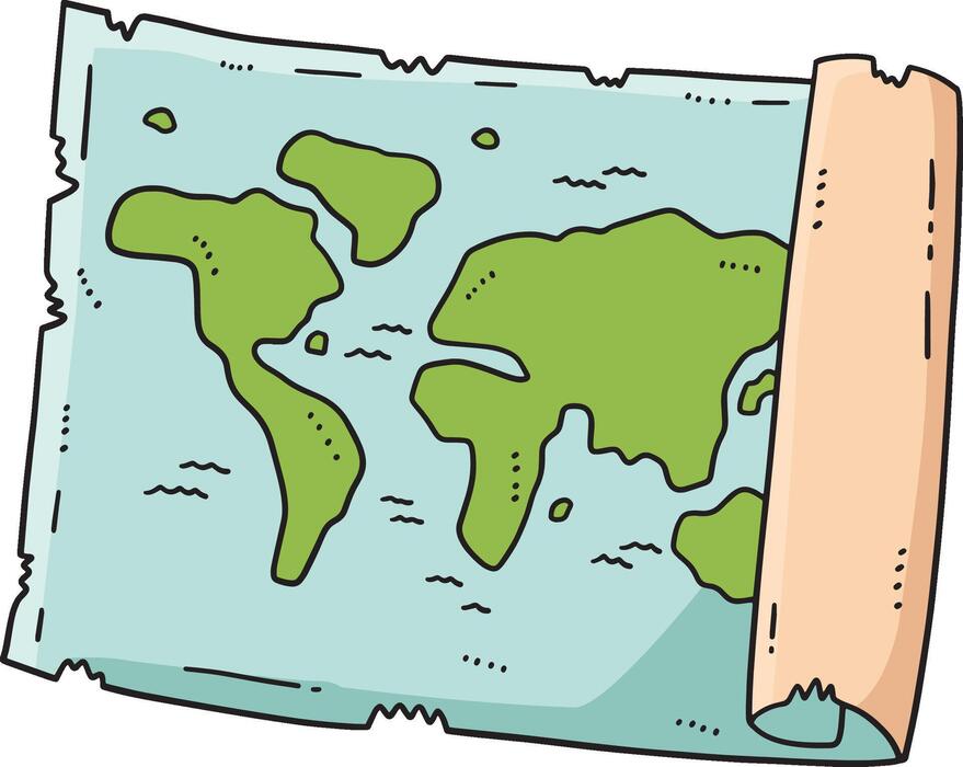 Cartoon Map Vector Art Icons - Map Cartoon Colored Clipart Illustration Vector 