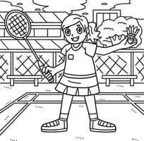 Badminton Player Racket and Shuttlecock Coloring vector