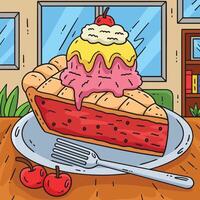 Ice Cream On Pie with Pork Colored Cartoon I vector