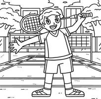 Badminton Player with Racket Coloring Page vector