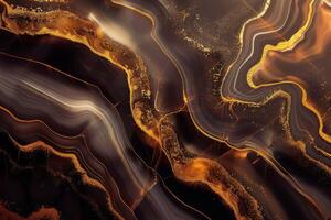 abstract background made of brown marble with golden veins photo