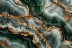abstract background made of green marble with golden veins photo