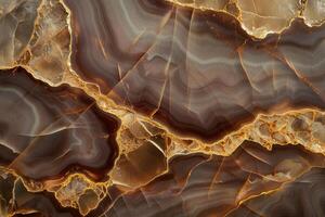 abstract background made of brown marble with golden veins photo