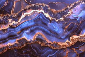 abstract background made of violet marble with golden veins photo