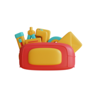 3D toolbox filled with tools, pencil case perfect for DIY and handyman projects. Illustration on a transparent background. png